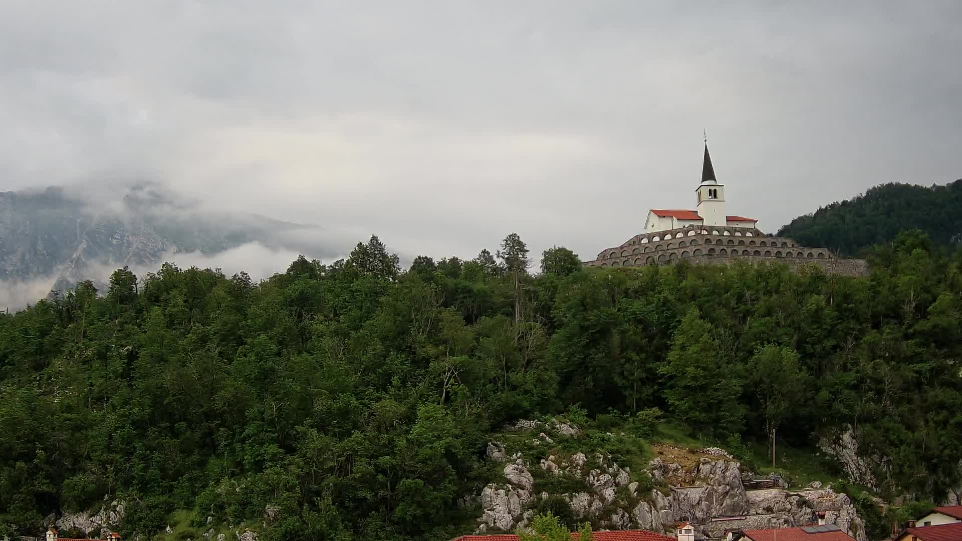 Kobarid webcam – View to Charnel House from 1st world war
