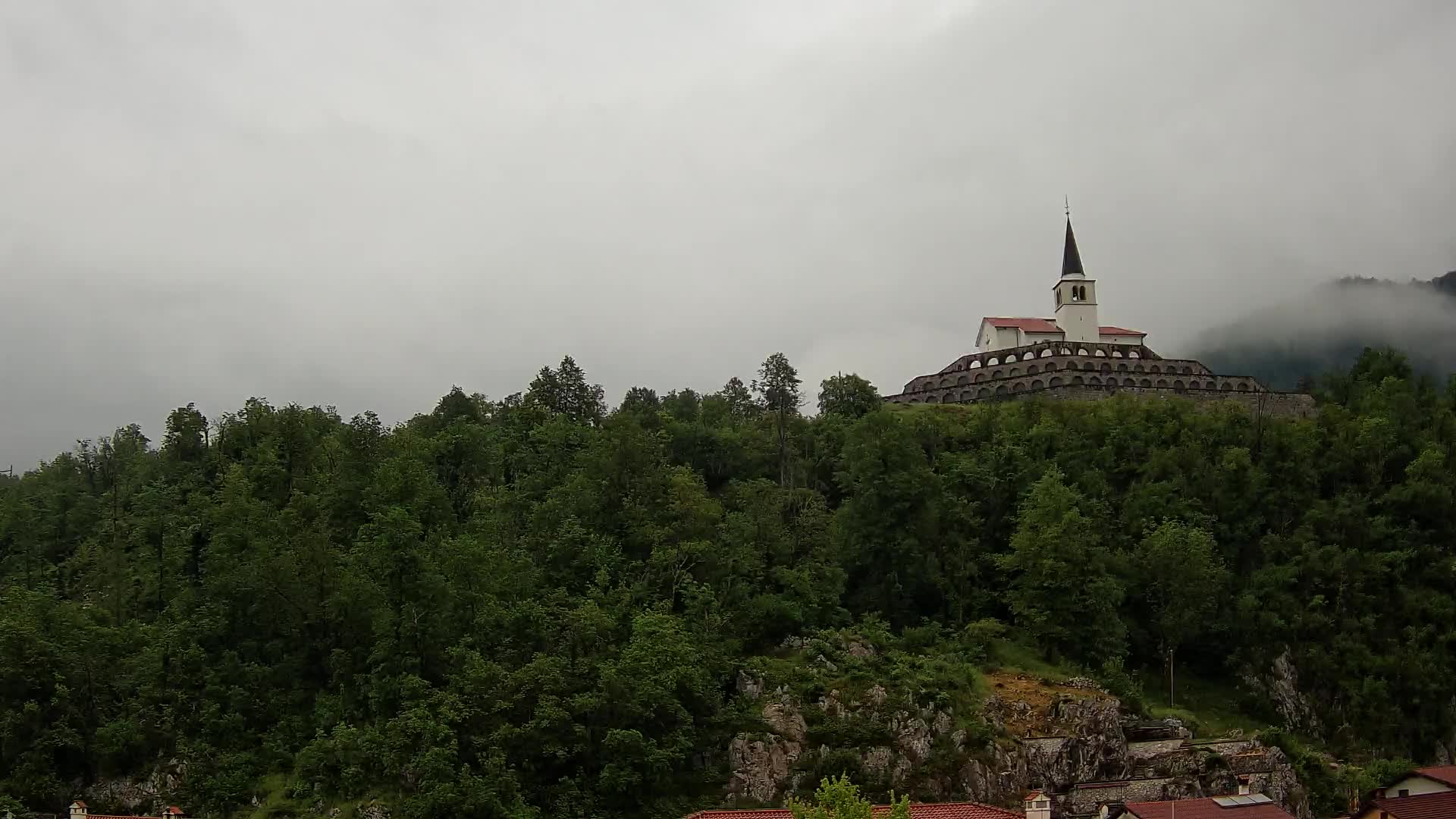 Kobarid webcam – View to Charnel House from 1st world war