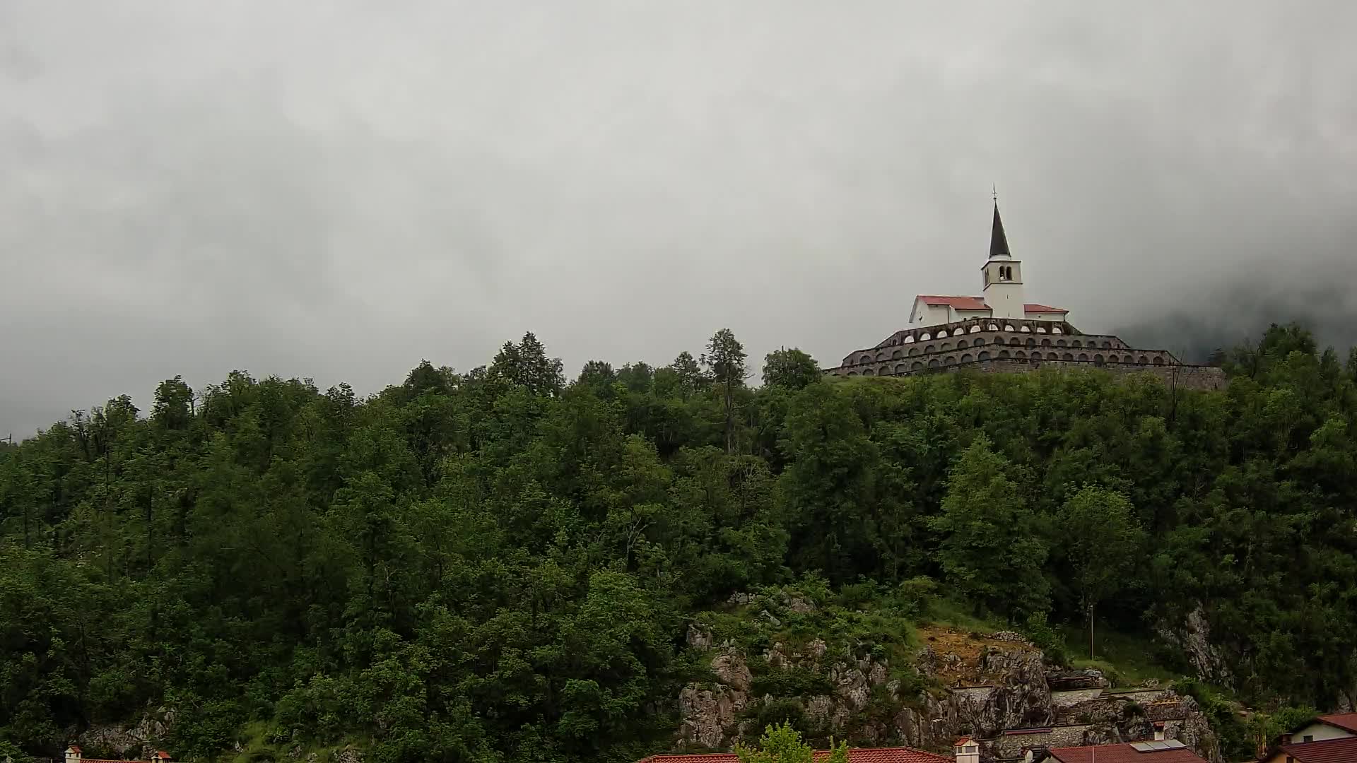 Kobarid Spletna kmera – Pogled na kostnico iz 1. svetovne vojne