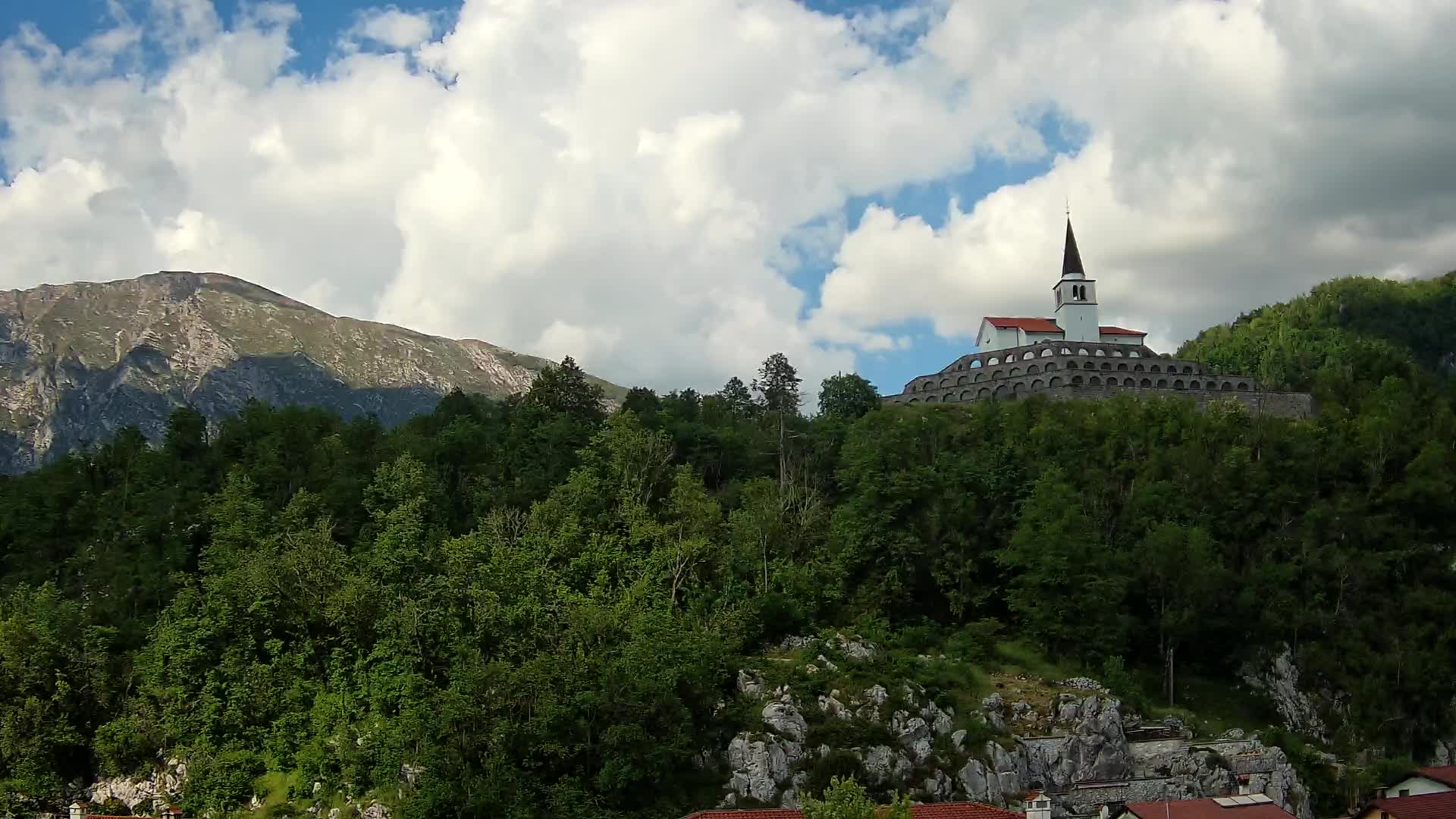 Kobarid webcam – View to Charnel House from 1st world war