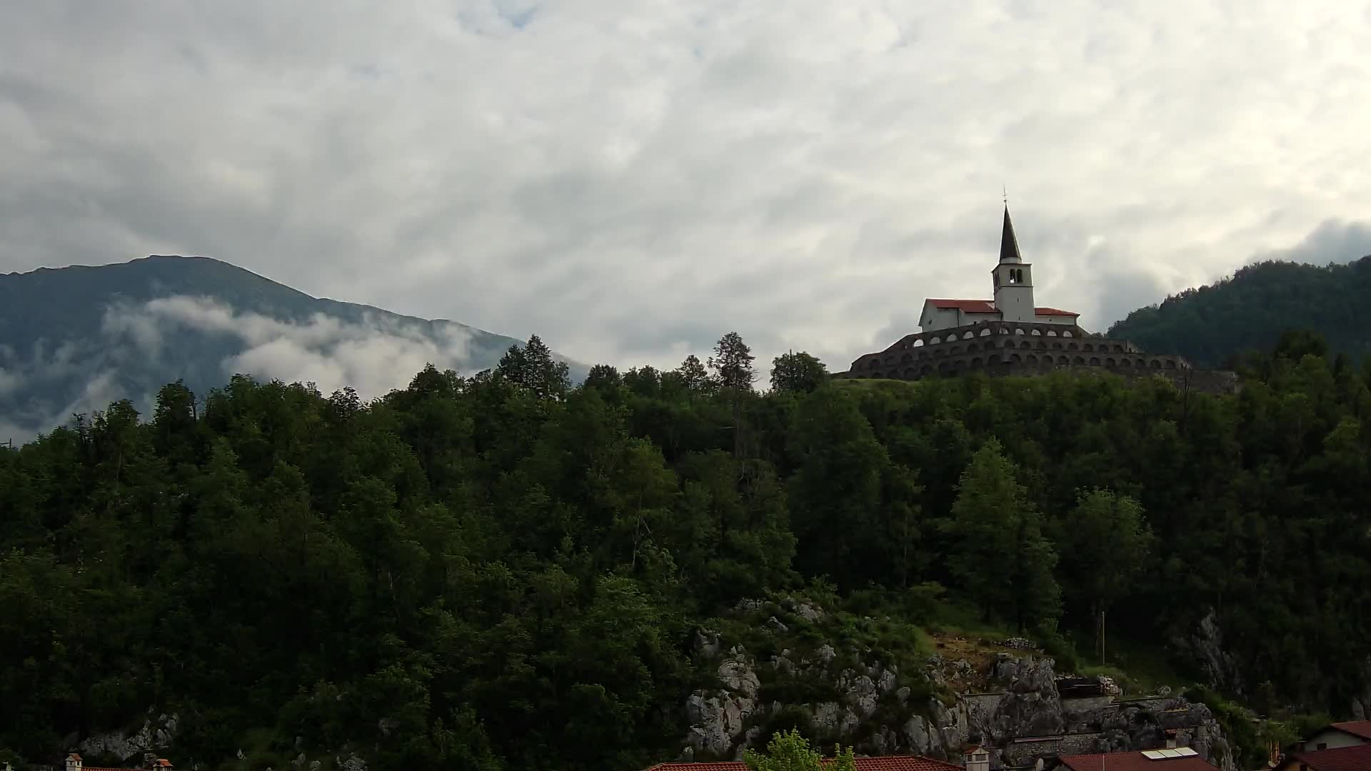 Kobarid webcam – View to Charnel House from 1st world war