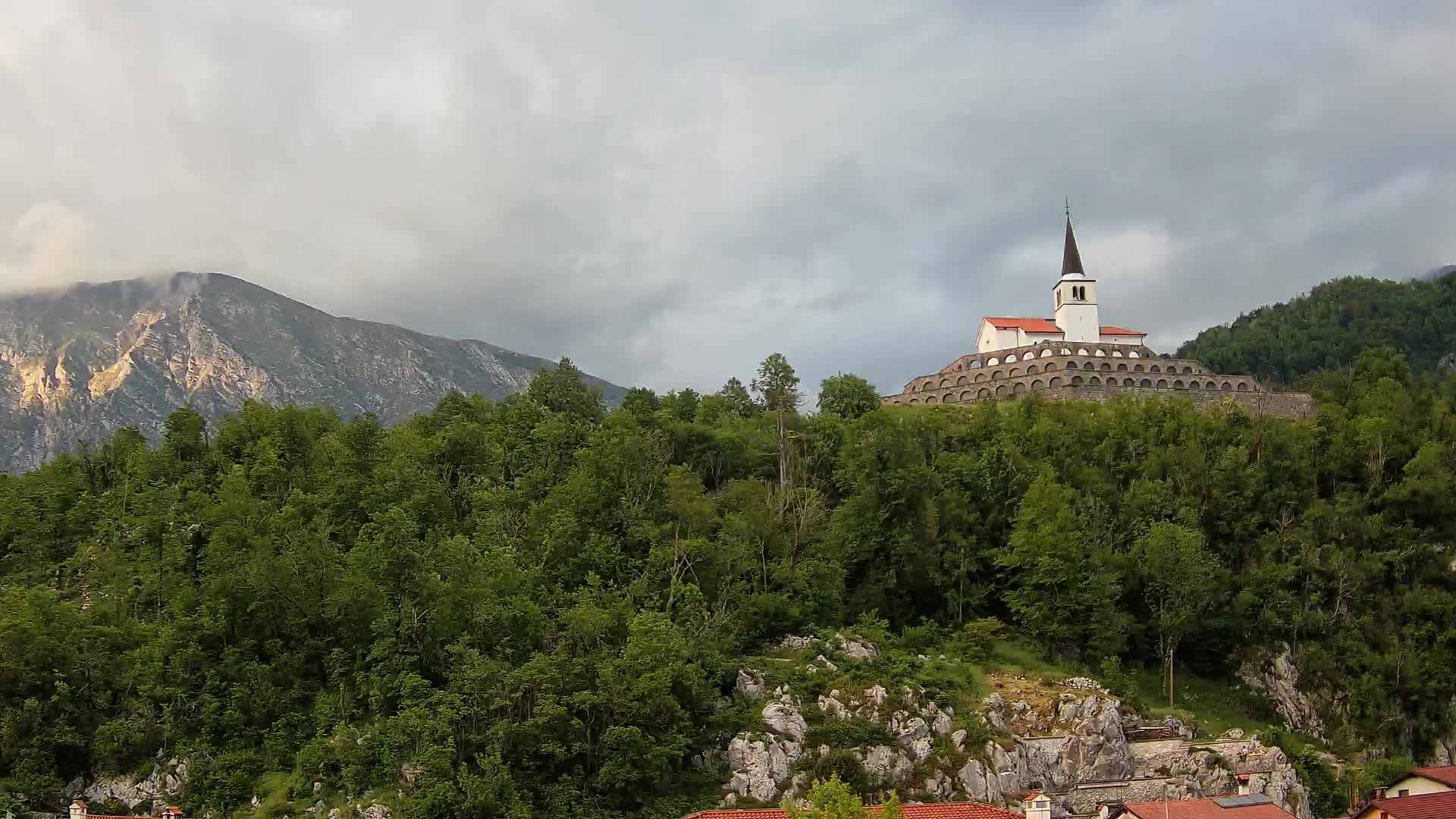 Kobarid webcam – View to Charnel House from 1st world war