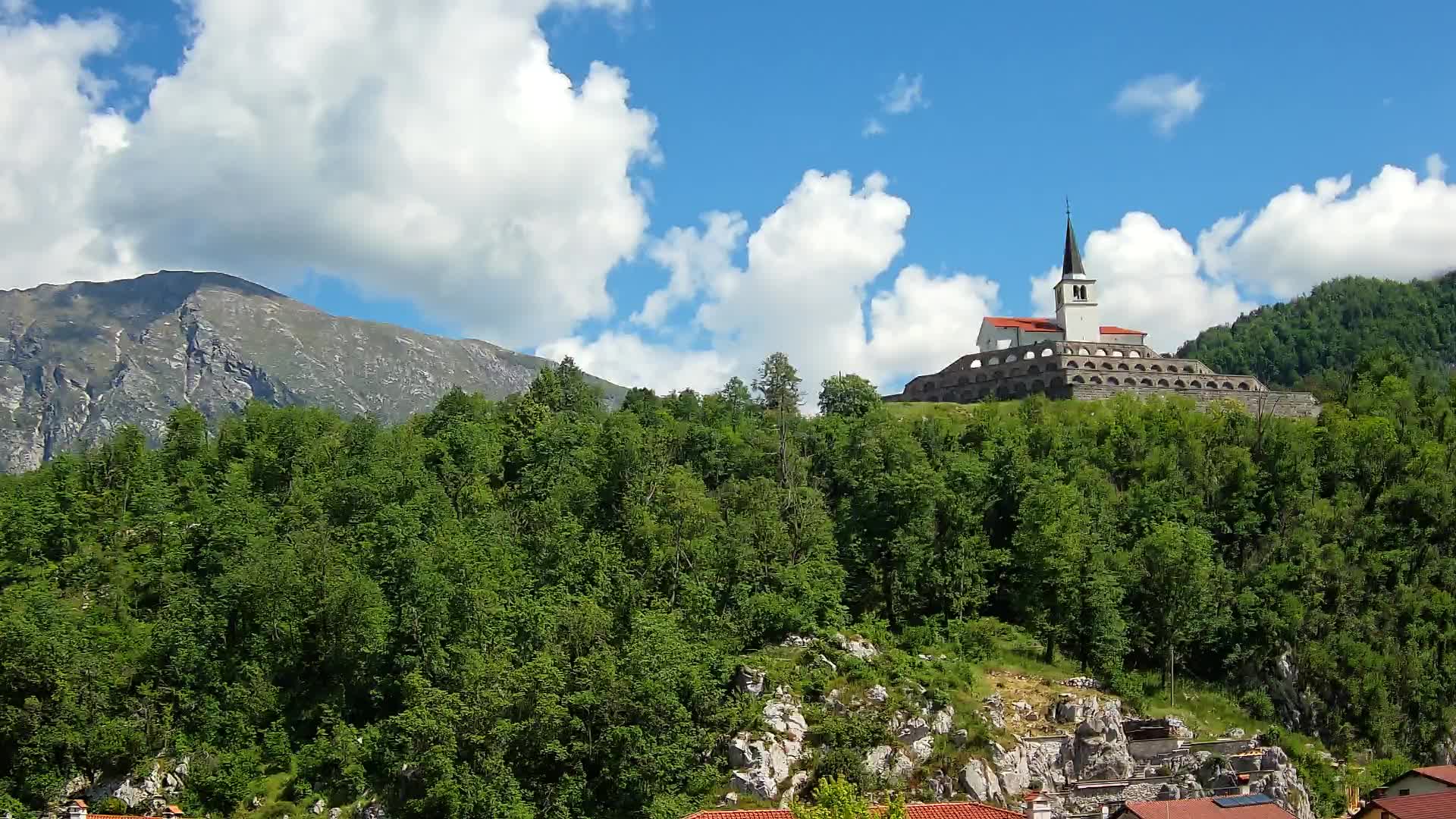 Kobarid webcam – View to Charnel House from 1st world war