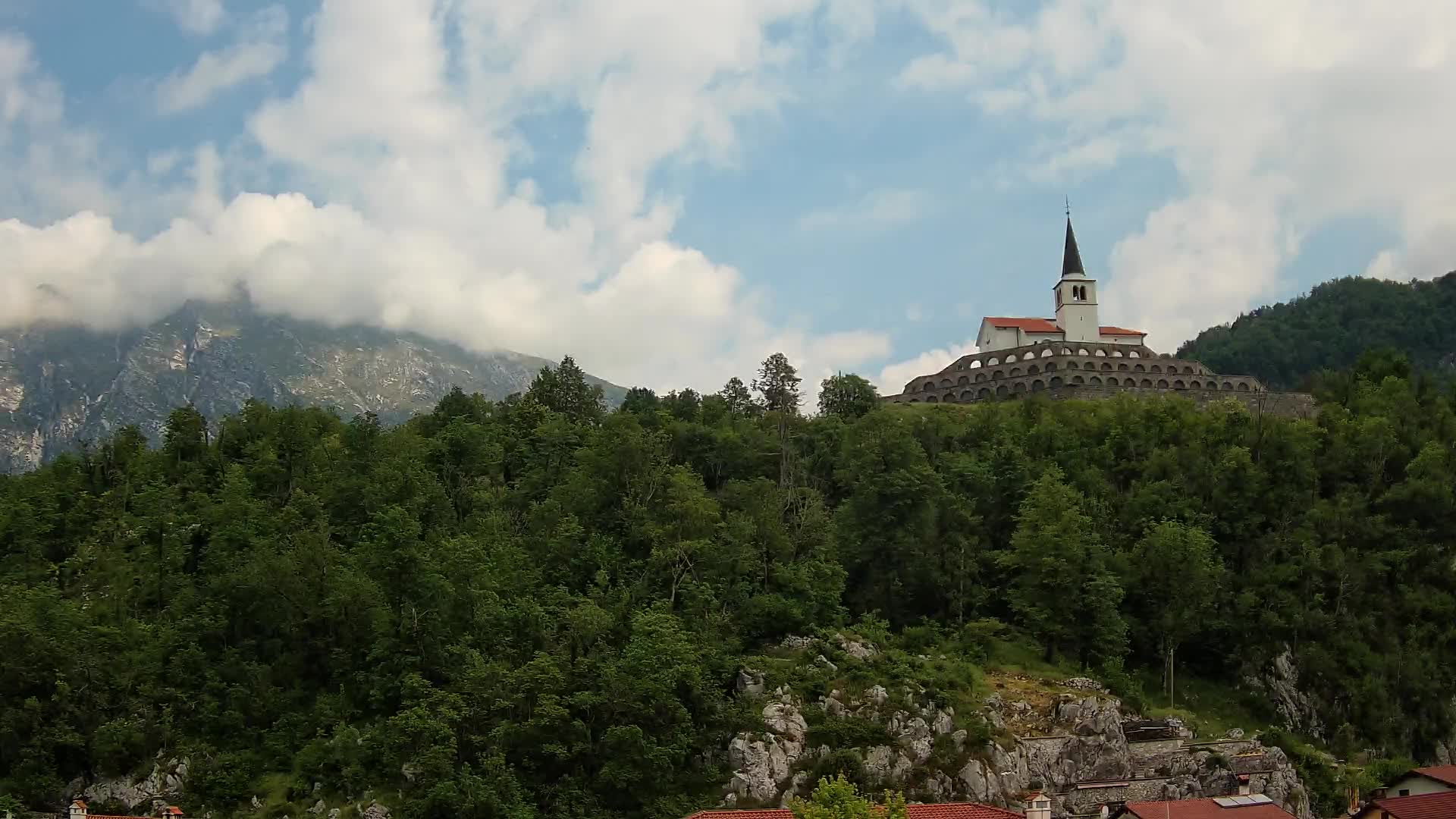 Kobarid webcam – View to Charnel House from 1st world war