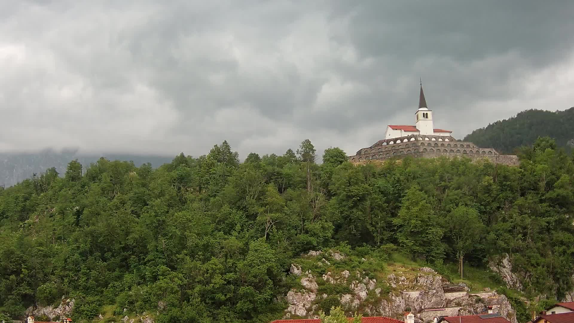 Kobarid webcam – View to Charnel House from 1st world war