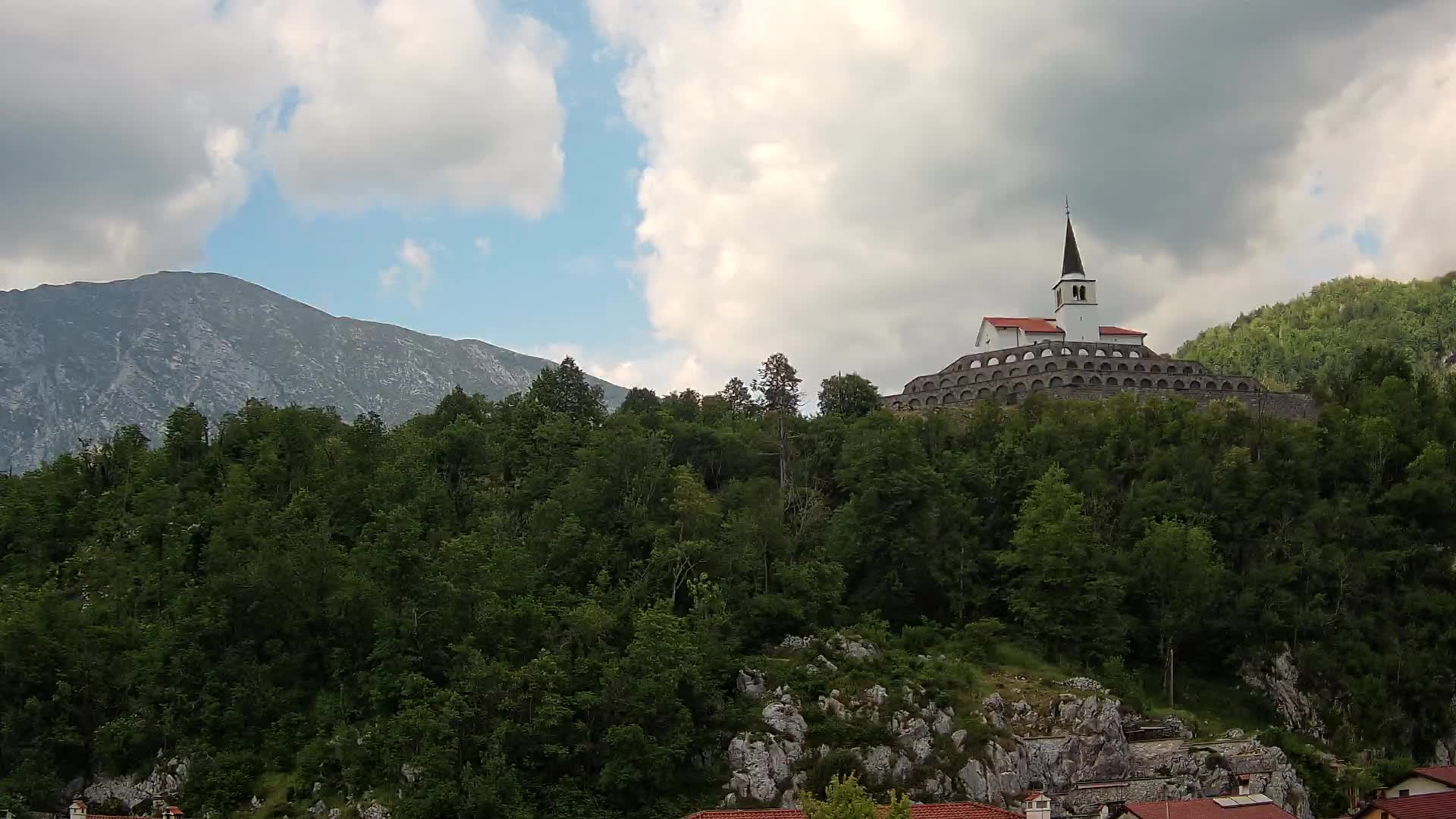 Kobarid webcam – View to Charnel House from 1st world war