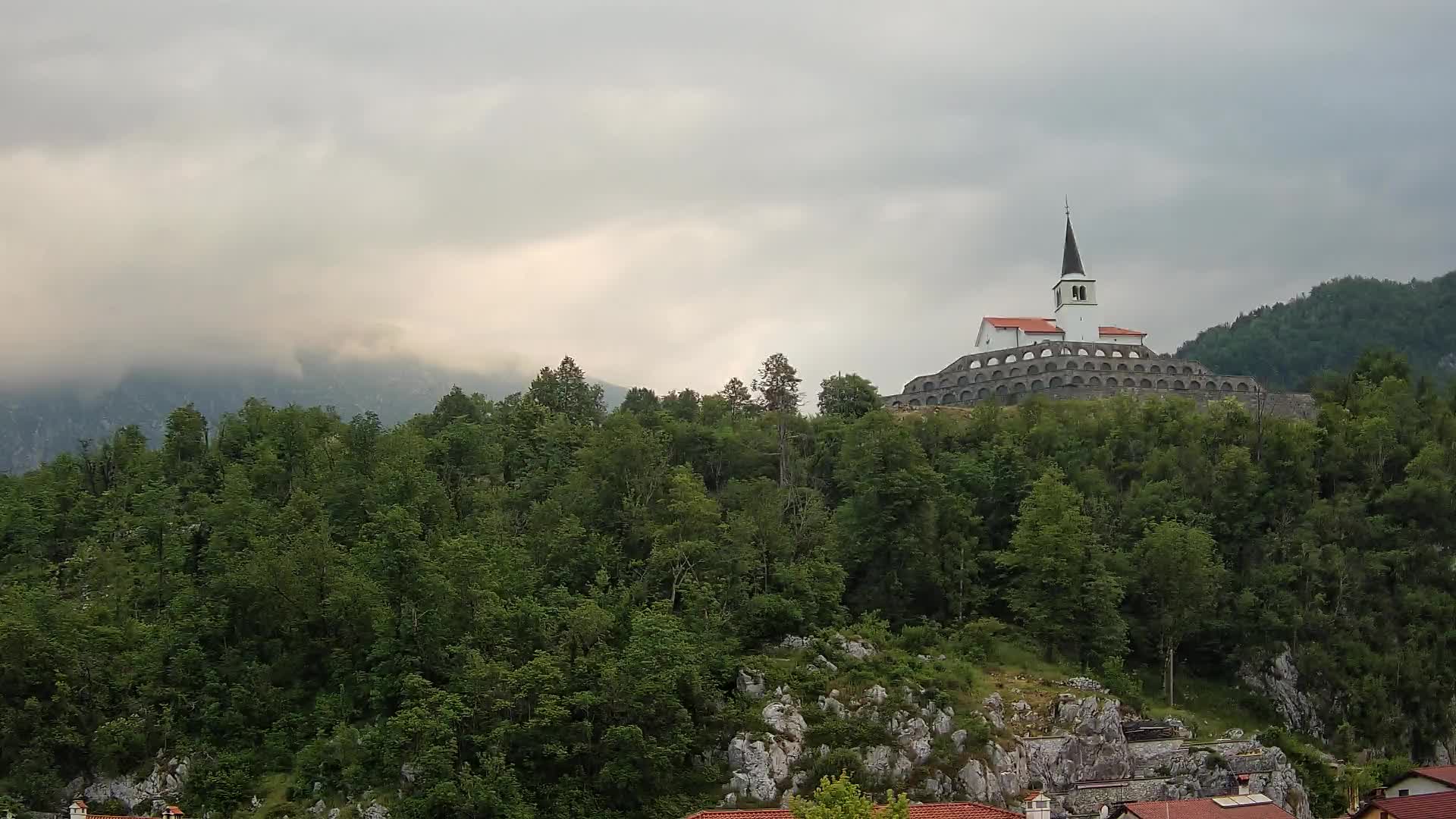 Kobarid webcam – View to Charnel House from 1st world war