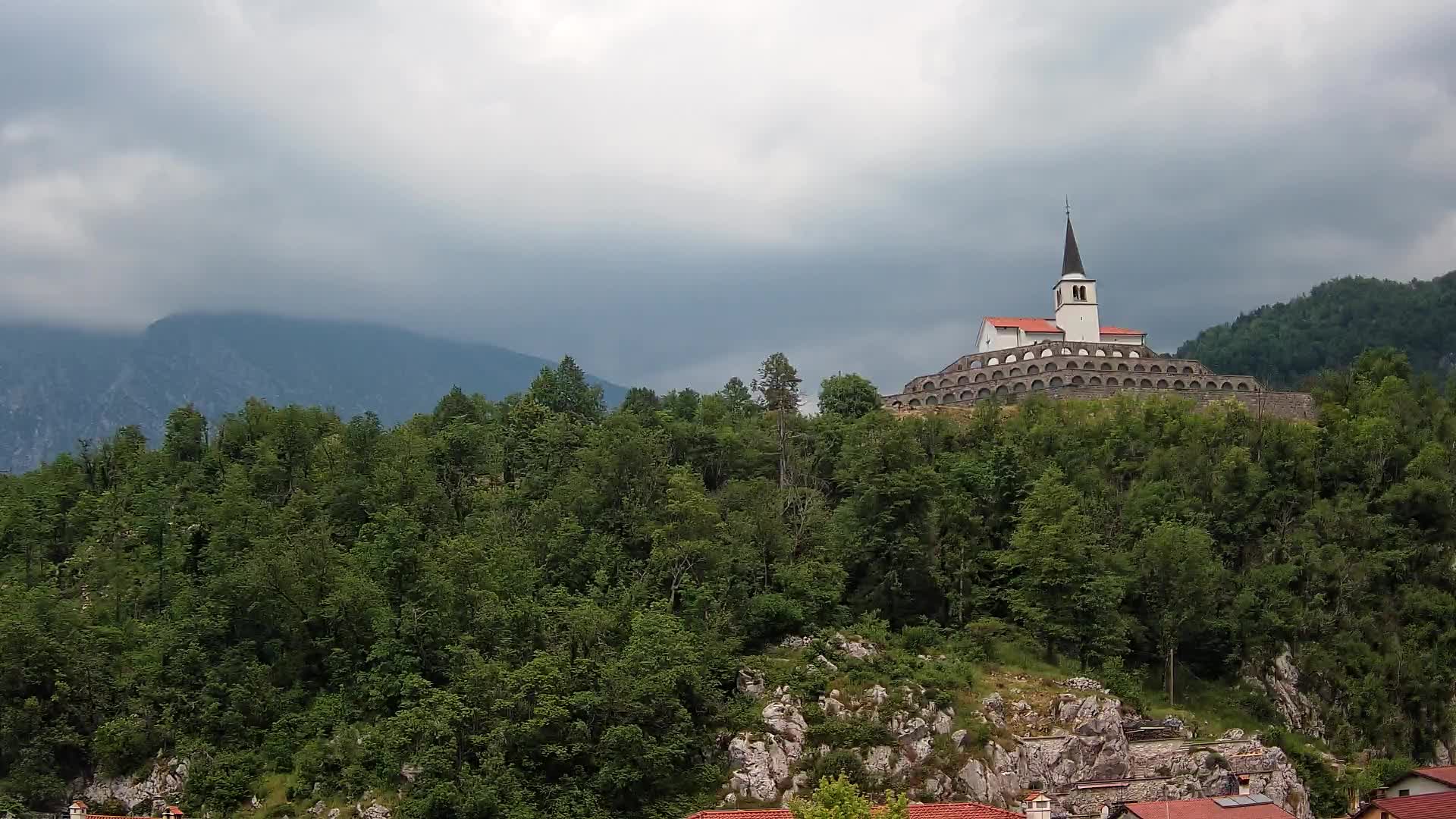Kobarid webcam – View to Charnel House from 1st world war