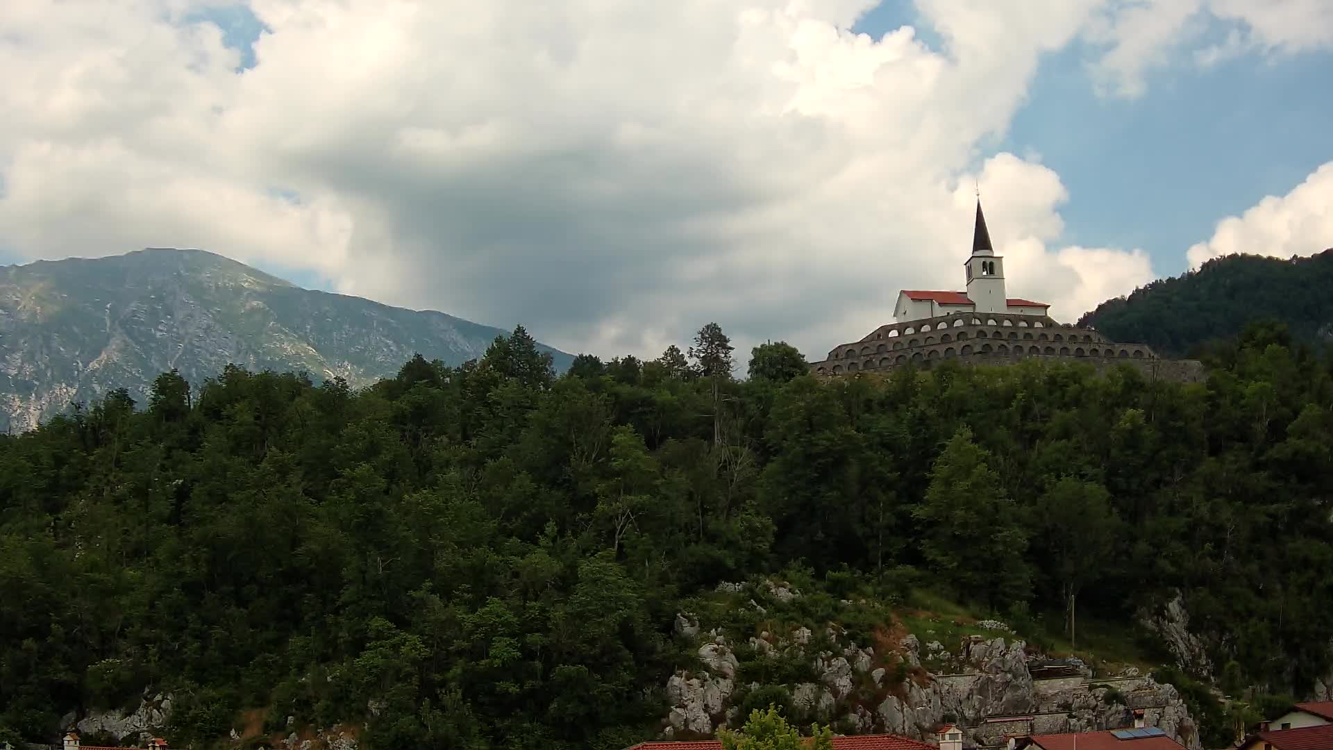 Kobarid webcam – View to Charnel House from 1st world war