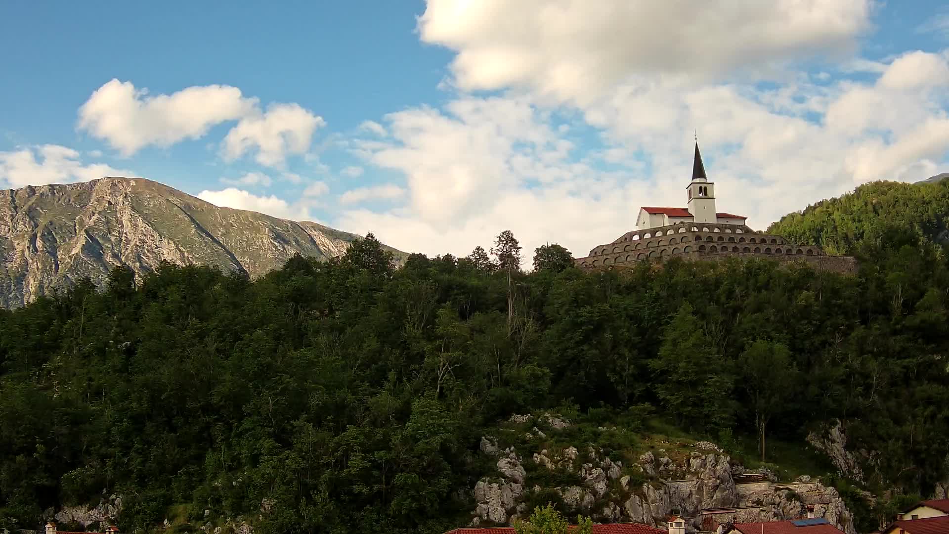 Kobarid webcam – View to Charnel House from 1st world war