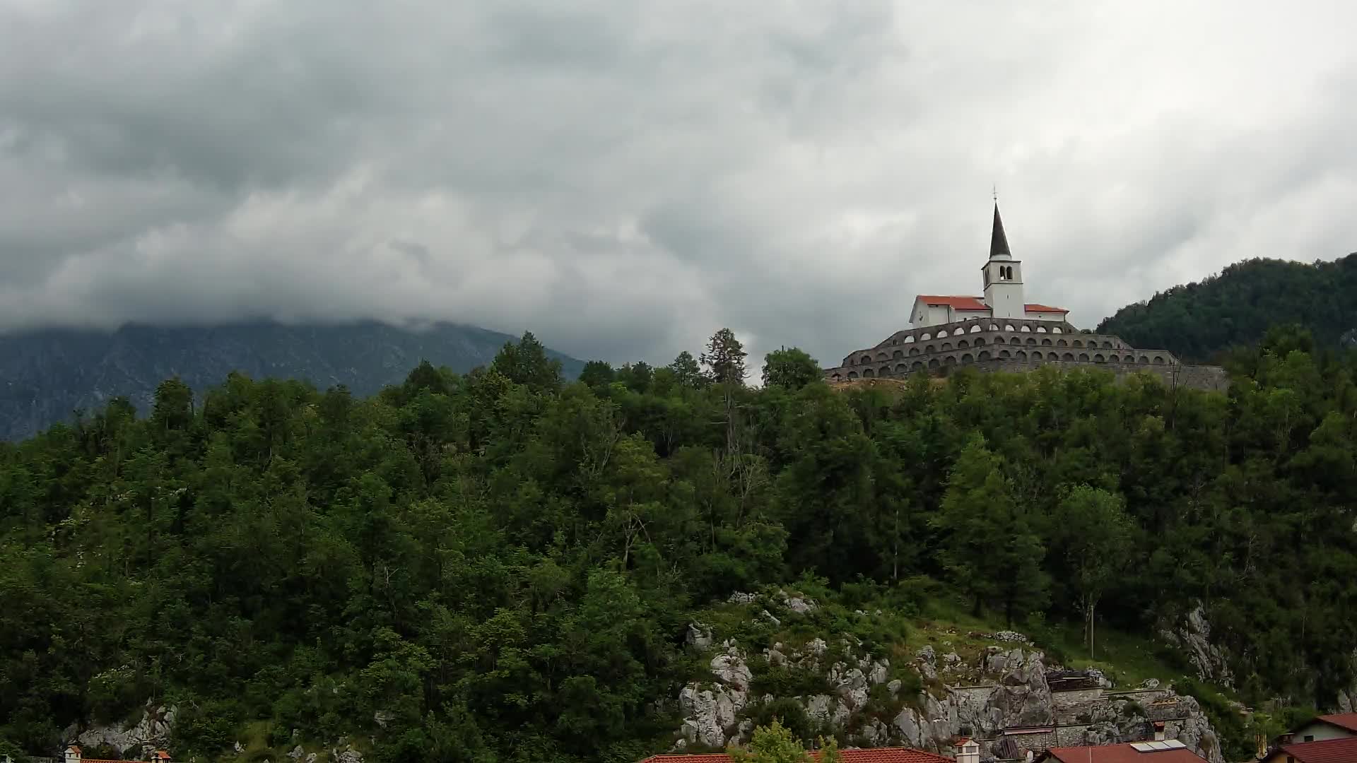 Kobarid webcam – View to Charnel House from 1st world war
