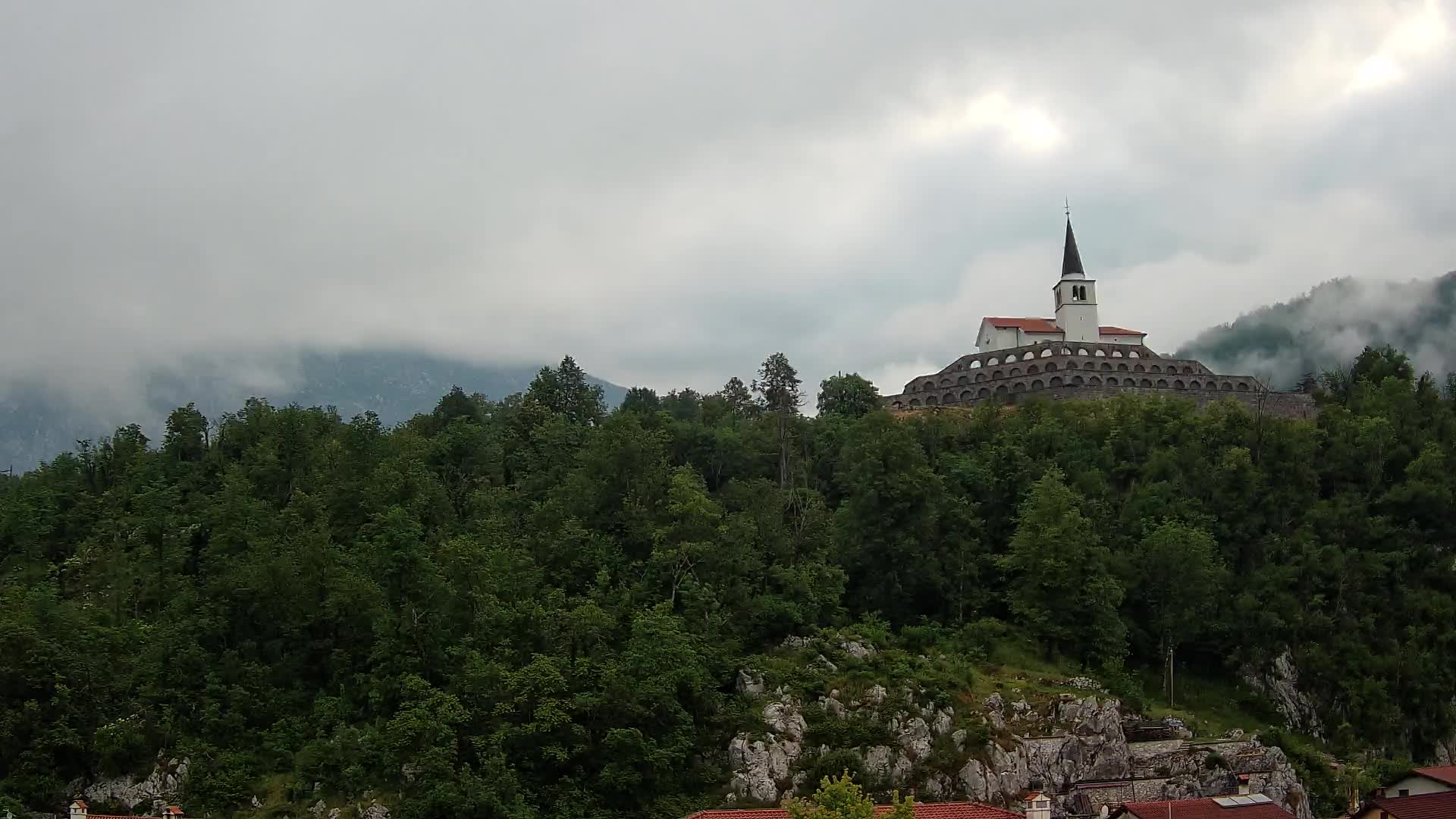 Kobarid webcam – View to Charnel House from 1st world war