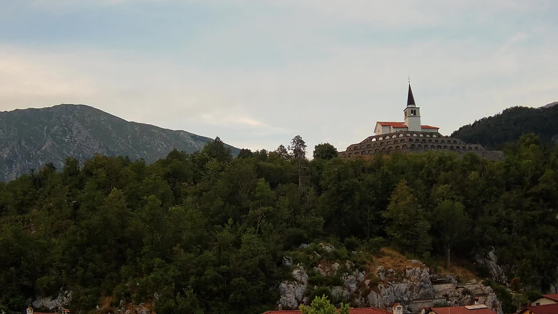 Kobarid webcam – View to Charnel House from 1st world war
