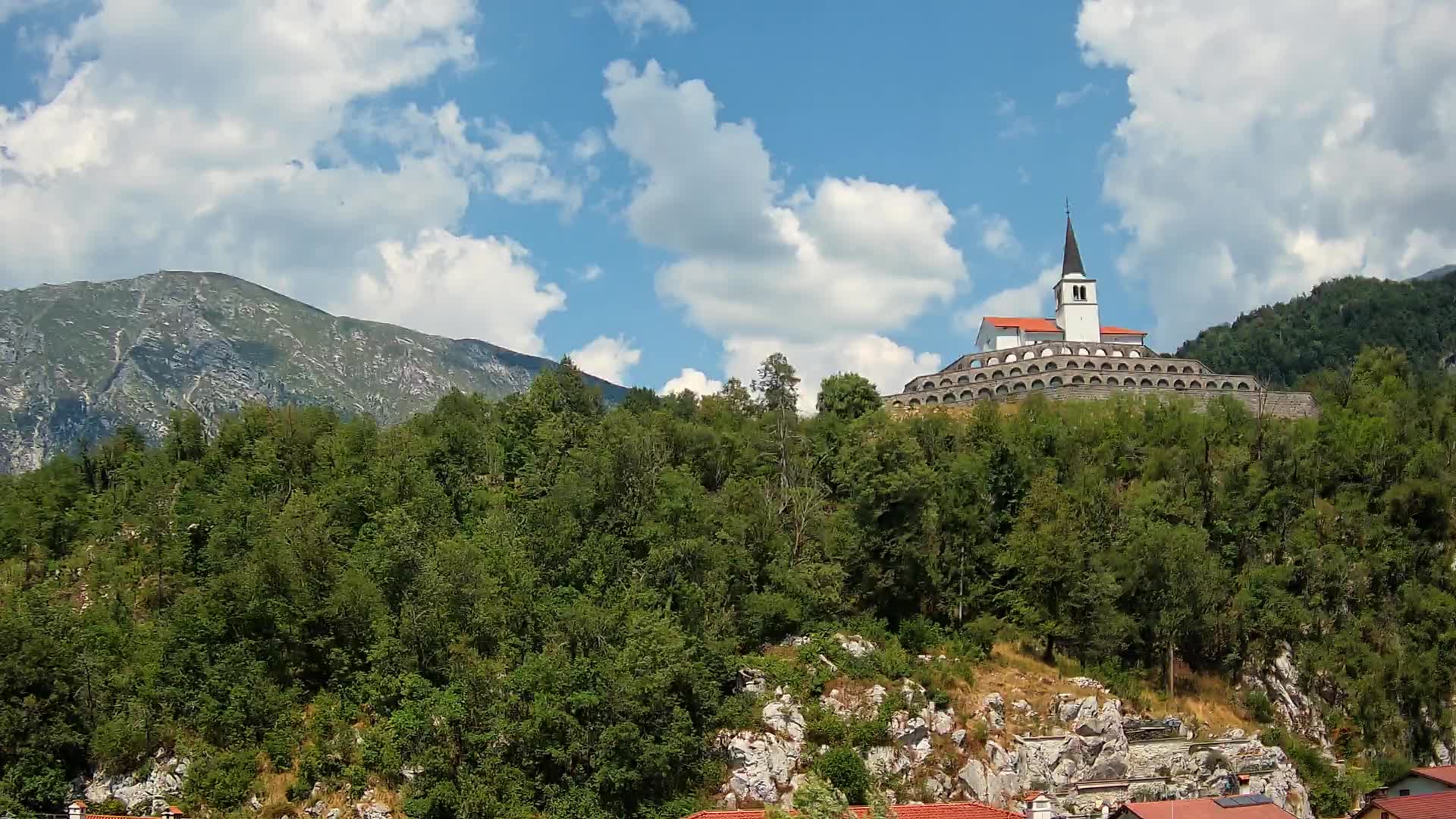 Kobarid webcam – View to Charnel House from 1st world war