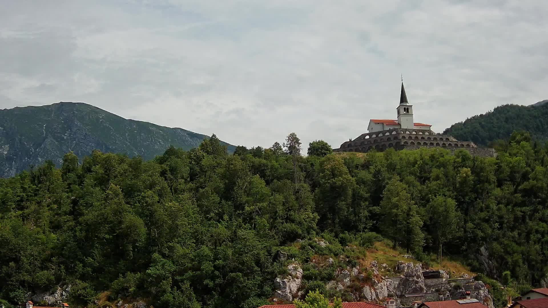 Kobarid webcam – View to Charnel House from 1st world war