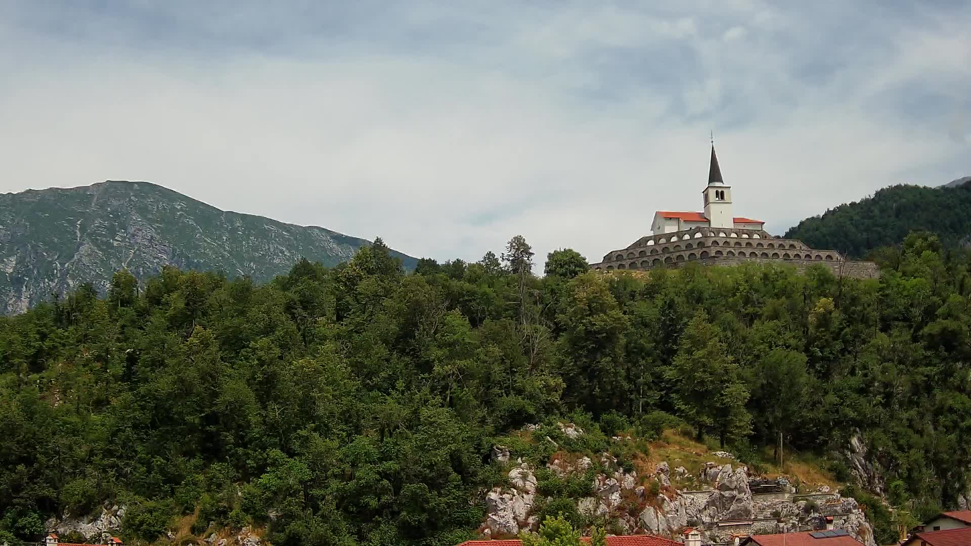 Kobarid webcam – View to Charnel House from 1st world war