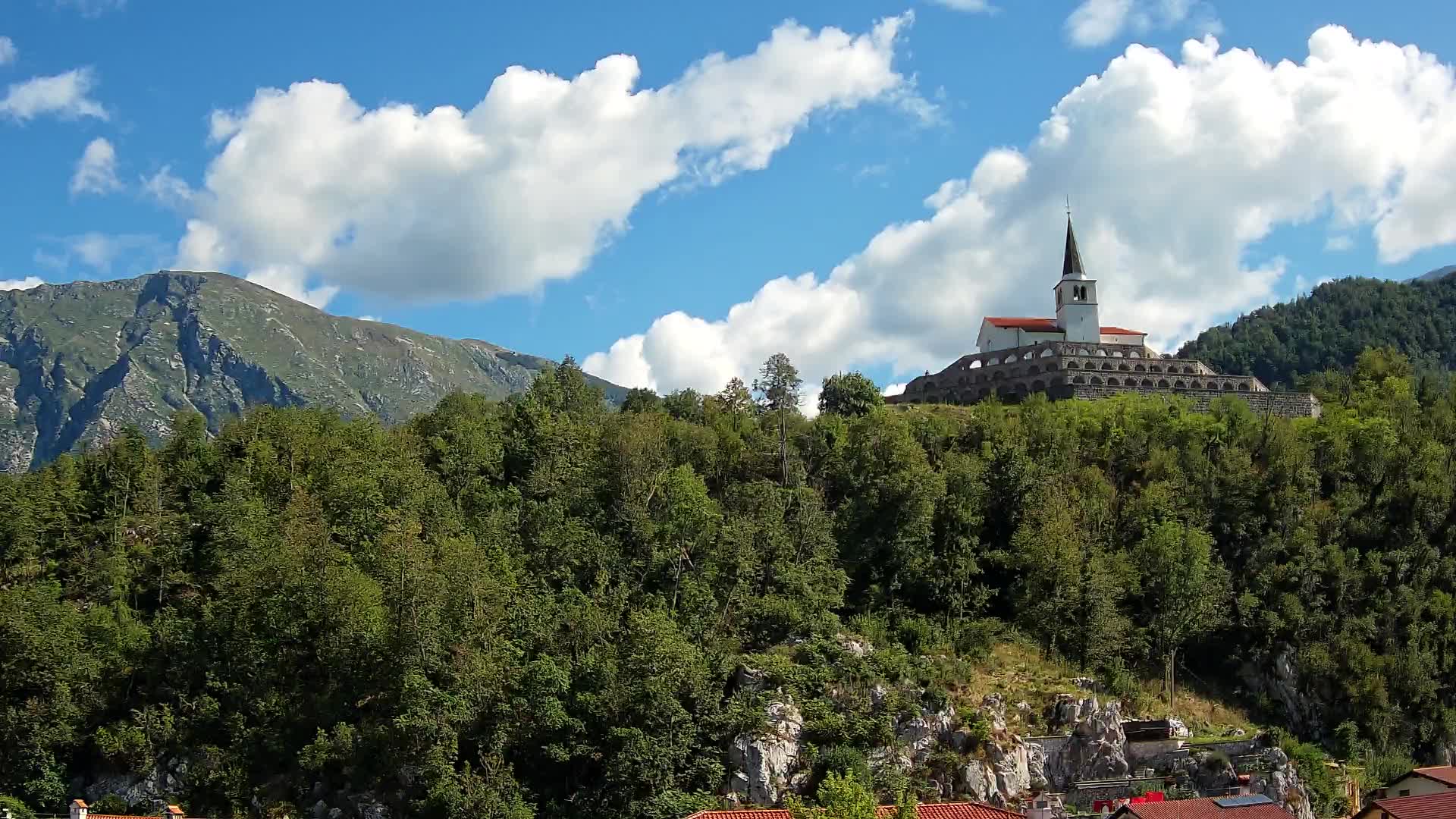 Kobarid webcam – View to Charnel House from 1st world war