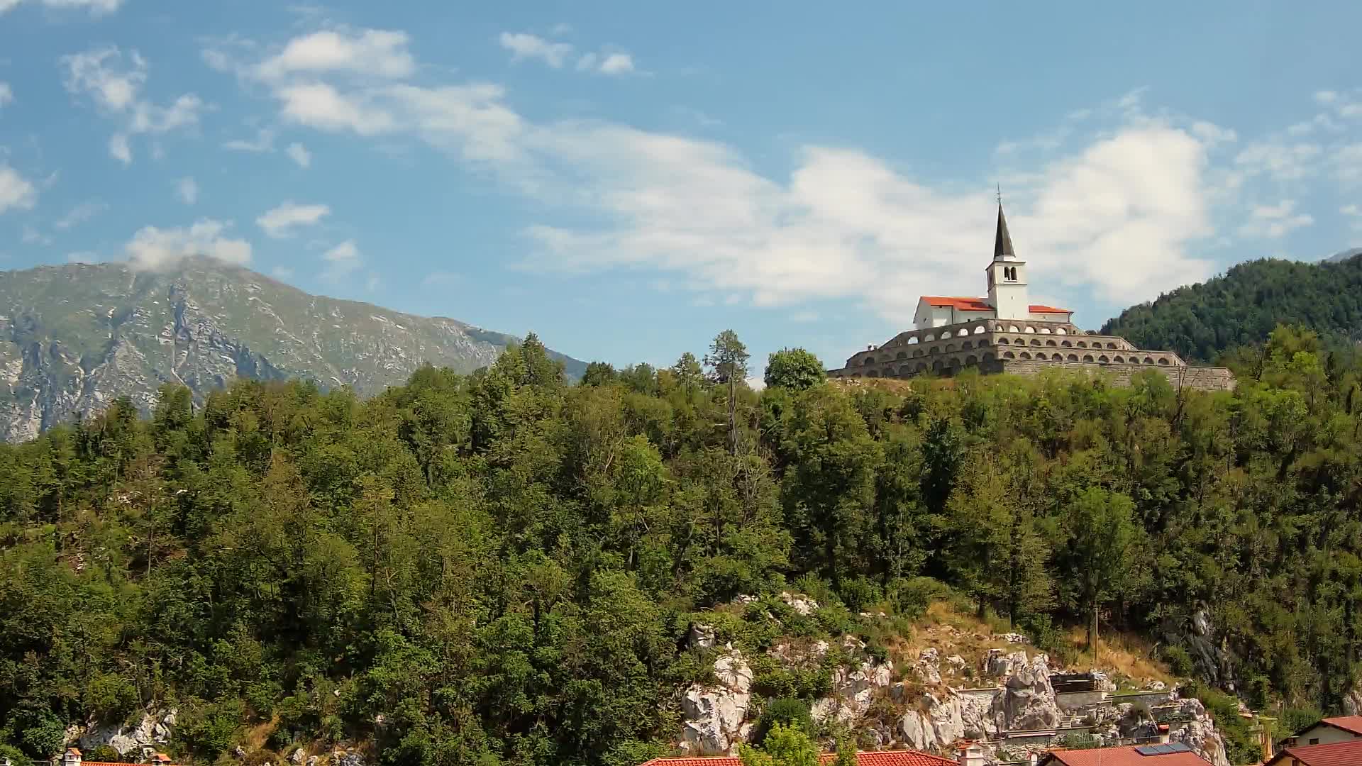 Kobarid webcam – View to Charnel House from 1st world war