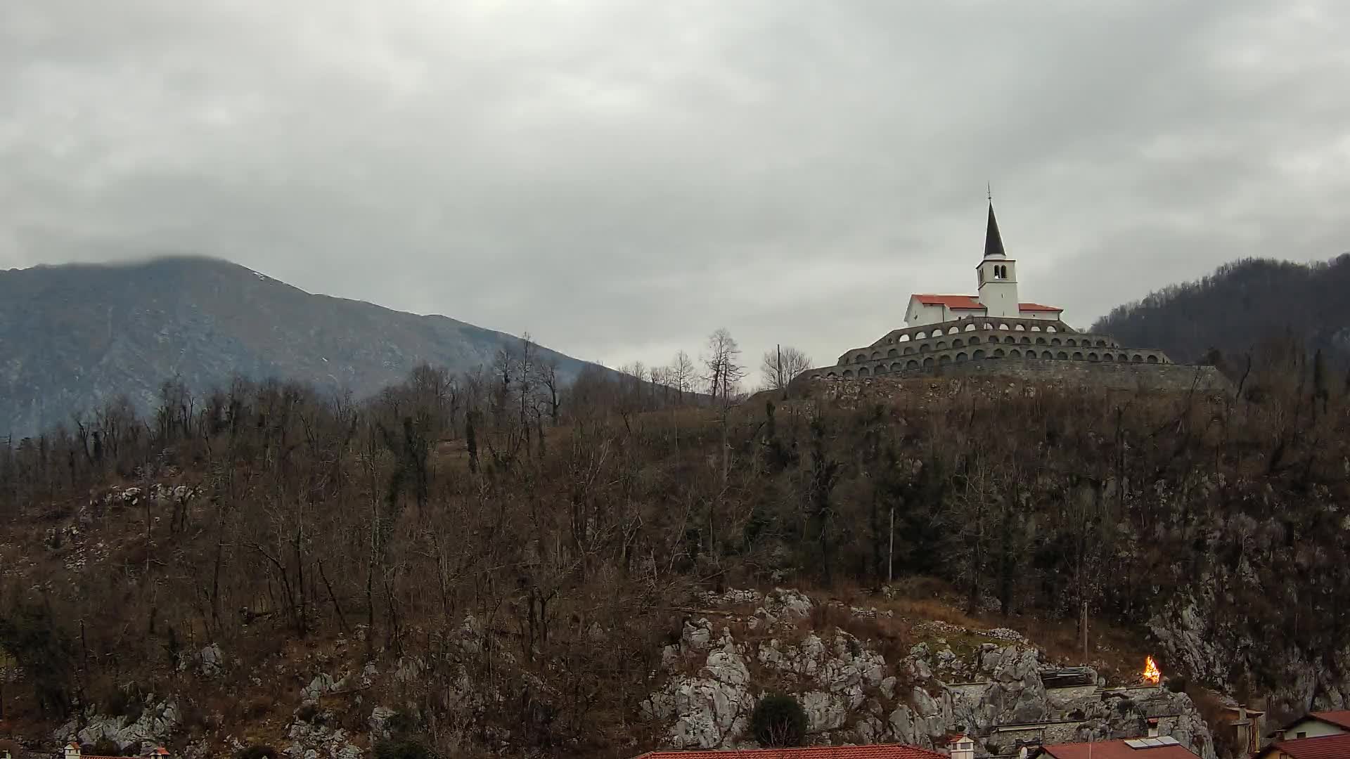 Kobarid webcam – View to Charnel House from 1st world war