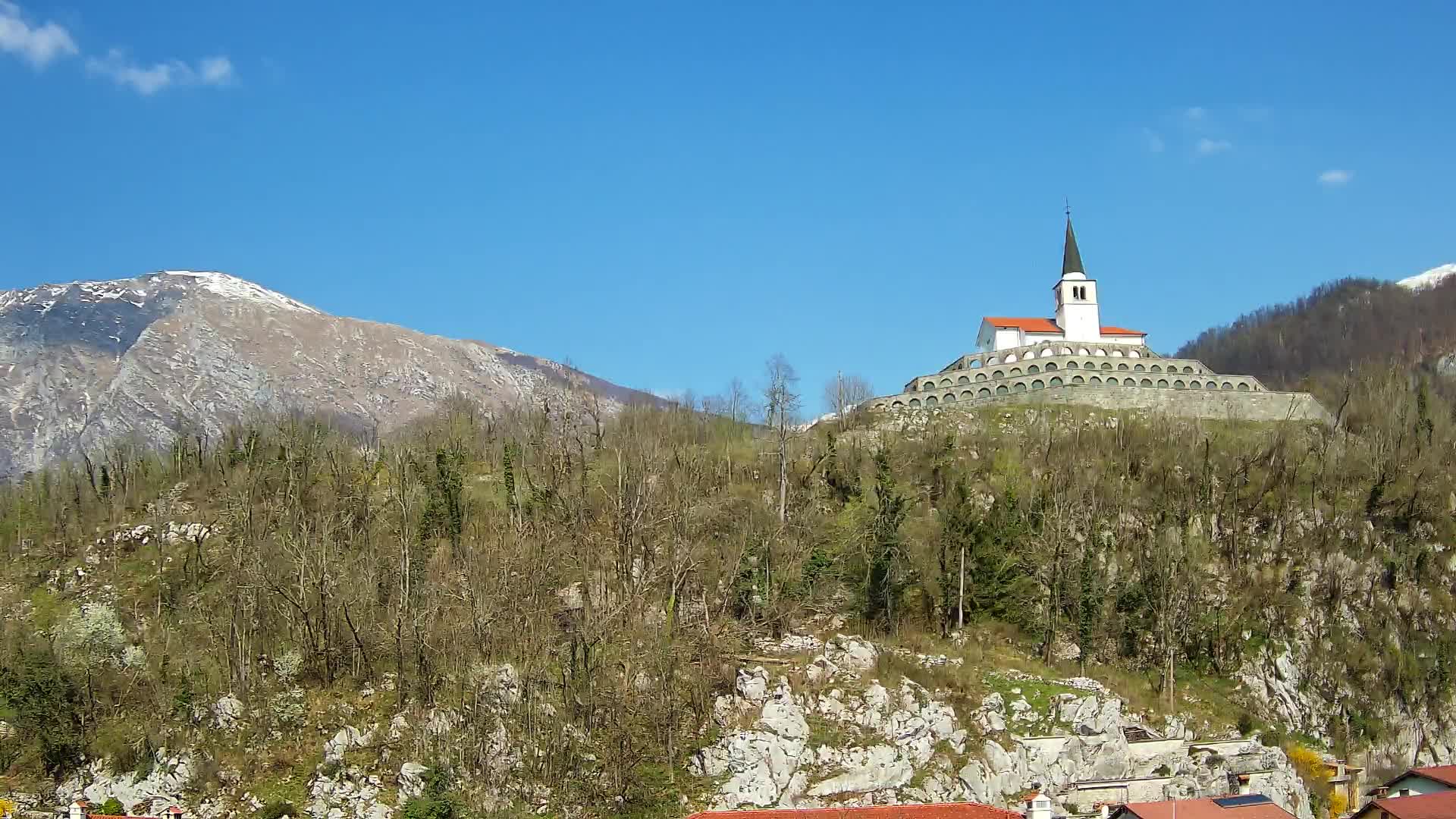 Kobarid webcam – View to Charnel House from 1st world war