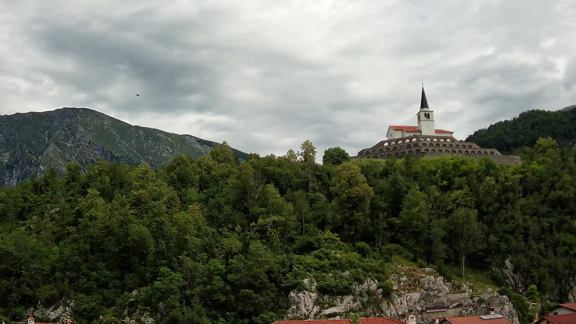 Kobarid webcam – View to Charnel House from 1st world war