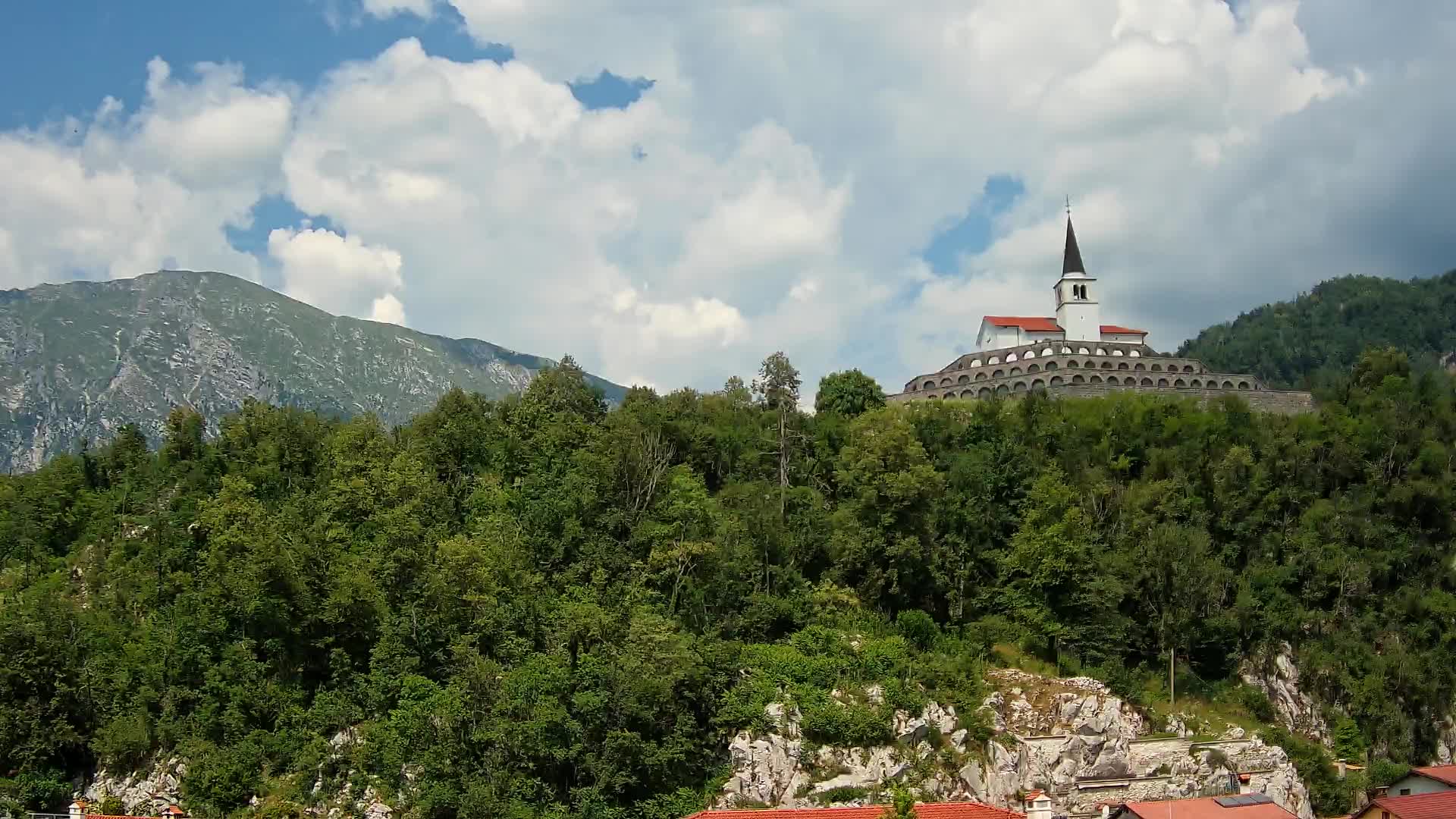 Kobarid webcam – View to Charnel House from 1st world war