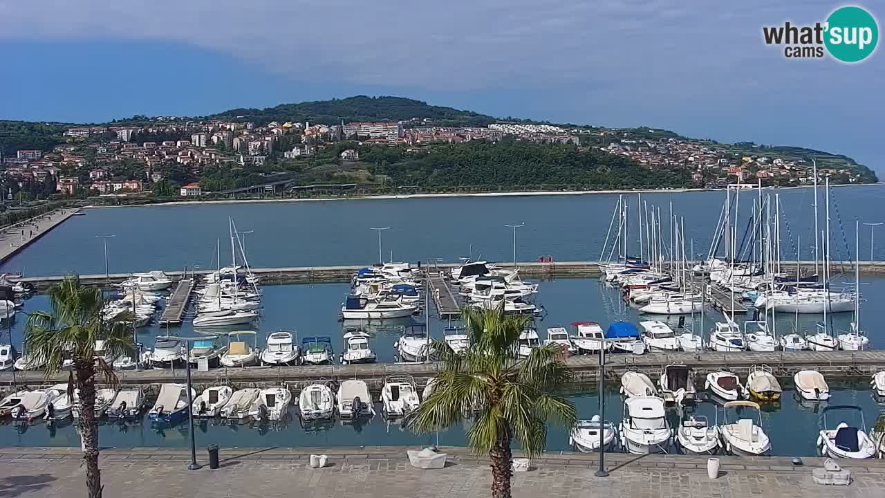 Webcam Koper – Panorama des Jachthafens und der Promenade vom Hotel Grand Koper