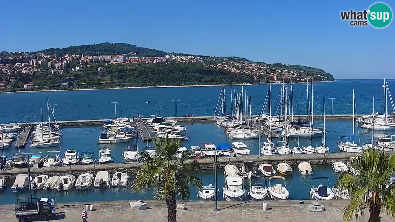 Webcam Koper – Panorama de la marina et de la promenade depuis le Grand Hotel Koper