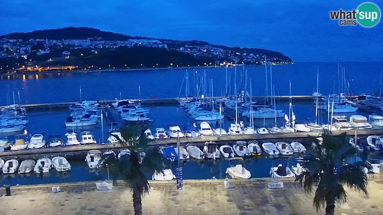 Webcam Koper – Panorama des Jachthafens und der Promenade vom Hotel Grand Koper