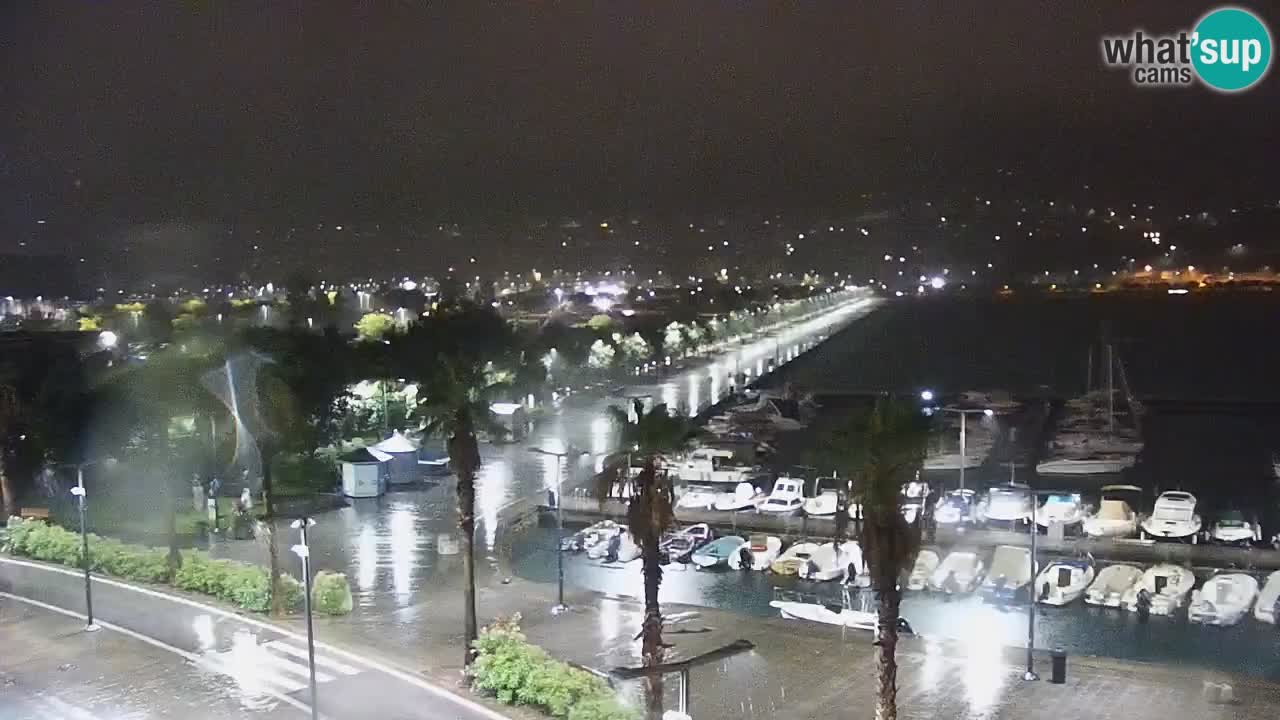 Webcam Koper – Panorama des Jachthafens und der Promenade vom Hotel Grand Koper