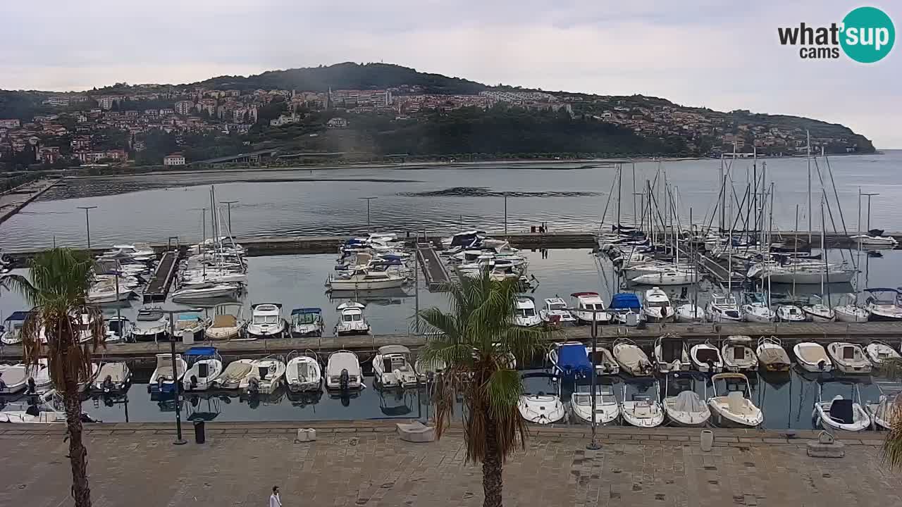 Webcam Koper – Panorama des Jachthafens und der Promenade vom Hotel Grand Koper