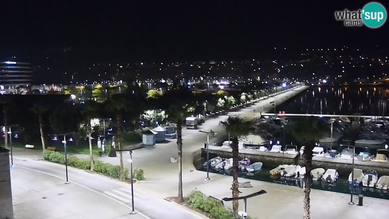 Webcam Koper – Panorama des Jachthafens und der Promenade vom Hotel Grand Koper