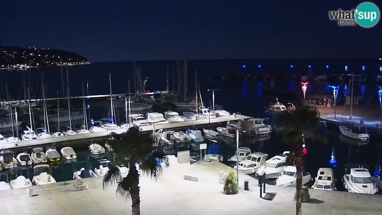 Webcam Koper – Panorama des Jachthafens und der Promenade vom Hotel Grand Koper