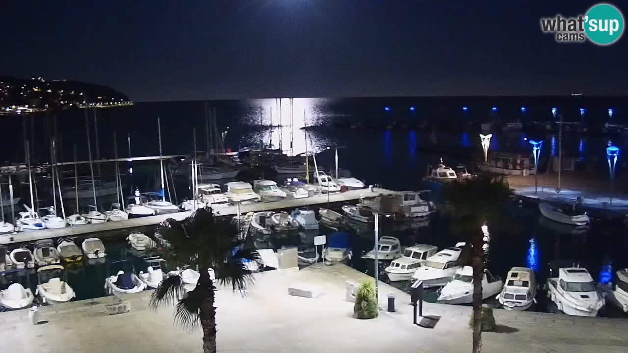 Webcam Koper – Panorama des Jachthafens und der Promenade vom Hotel Grand Koper