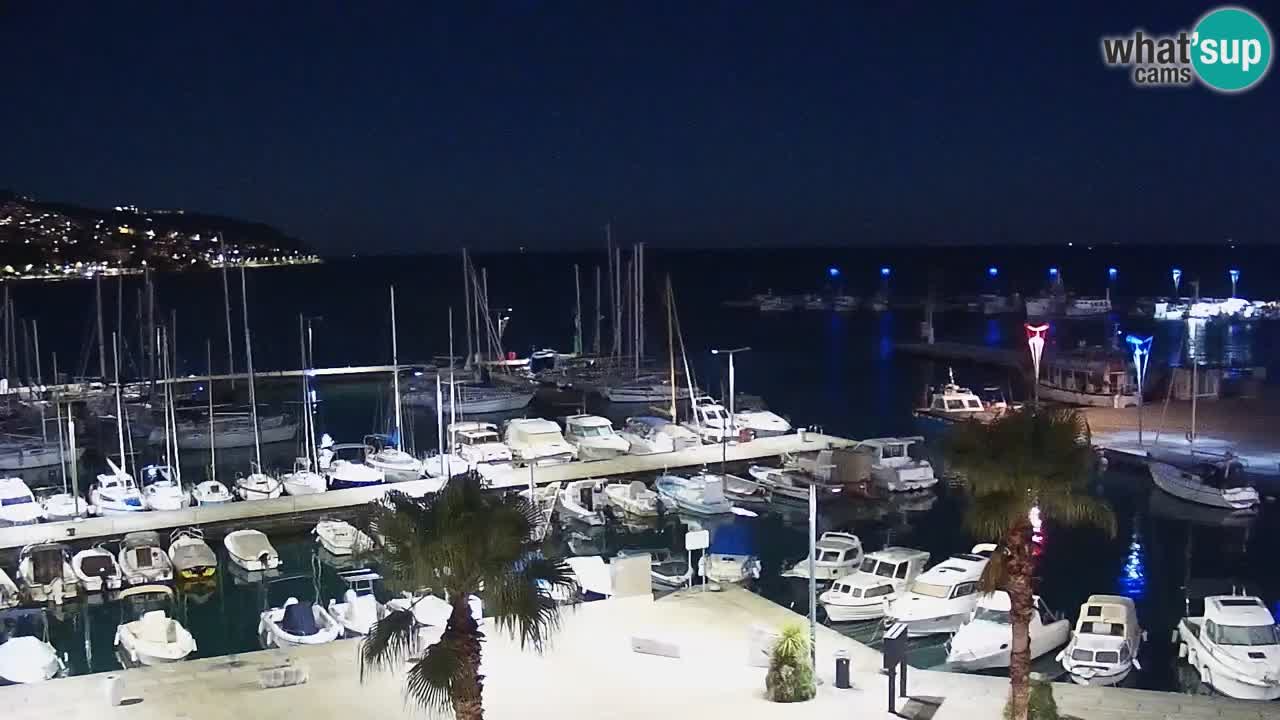 Webcam Koper – Panorama des Jachthafens und der Promenade vom Hotel Grand Koper