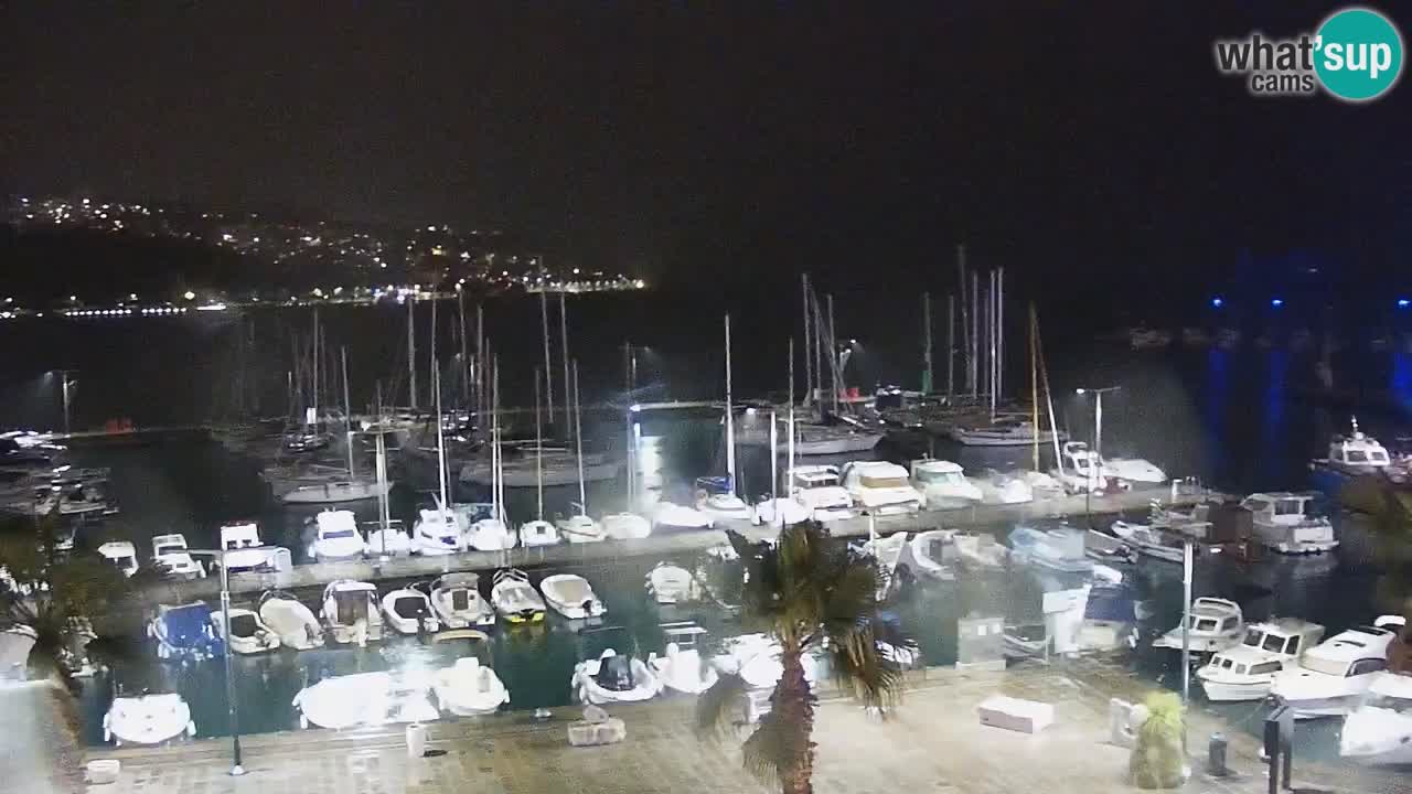 Webcam Koper – Panorama des Jachthafens und der Promenade vom Hotel Grand Koper