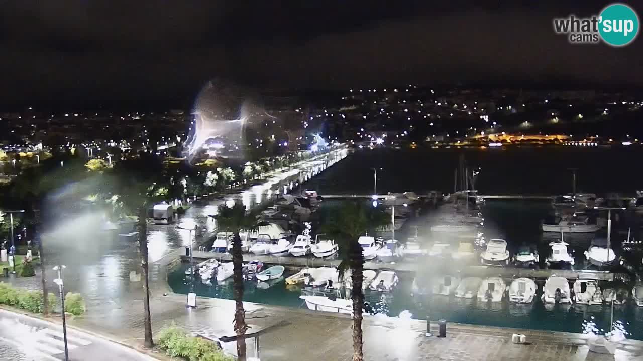 Webcam Koper – Panorama des Jachthafens und der Promenade vom Hotel Grand Koper