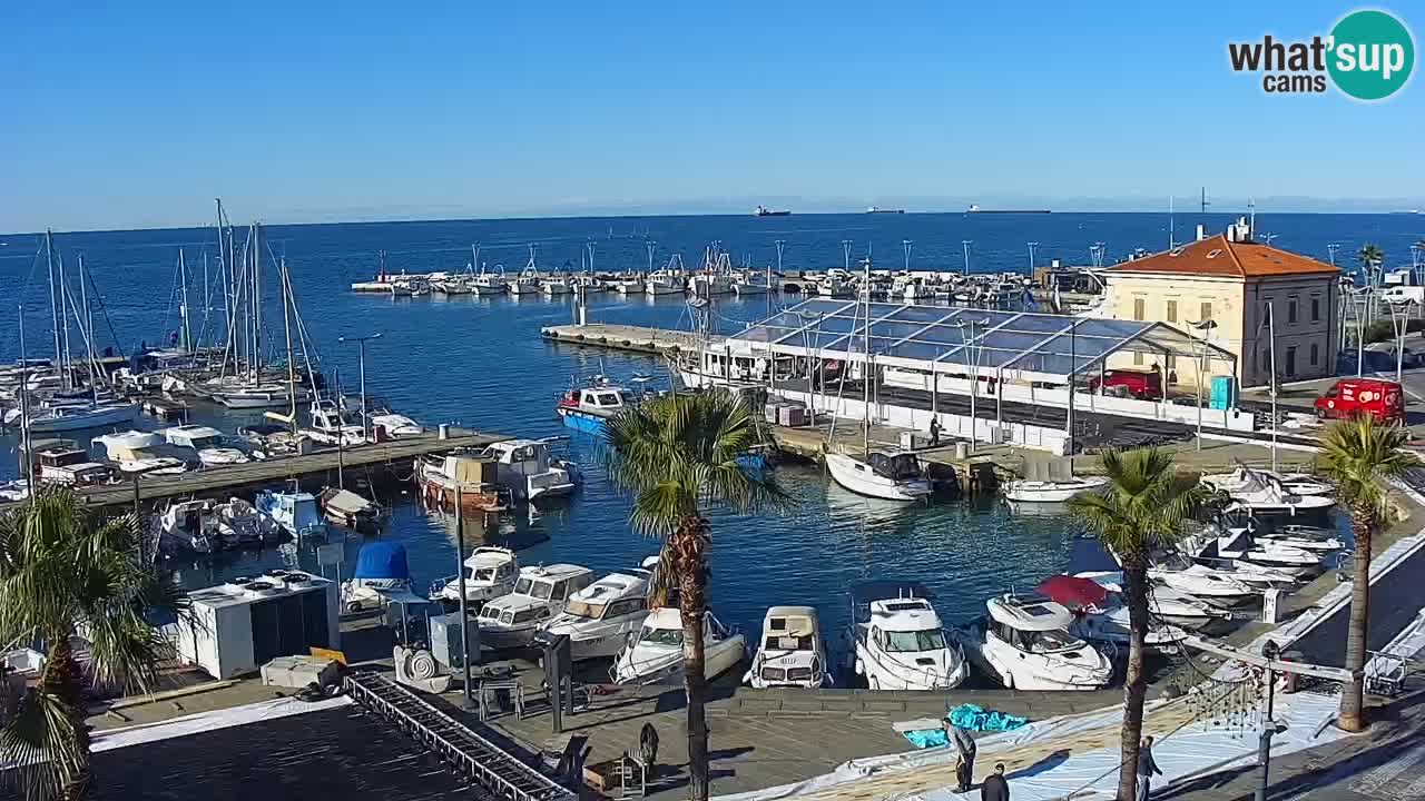 Webcam Koper – Panorama des Jachthafens und der Promenade vom Hotel Grand Koper