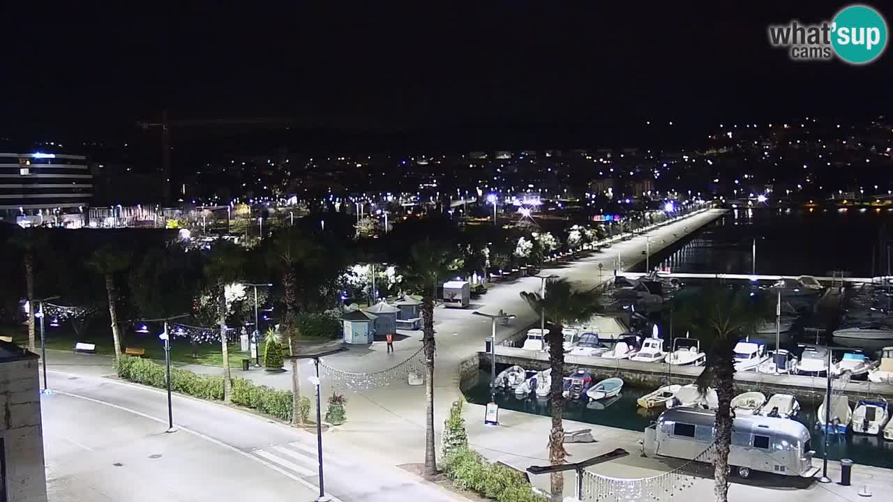 Webcam Koper – Panorama des Jachthafens und der Promenade vom Hotel Grand Koper