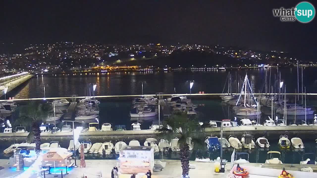 Webcam Koper – Panorama des Jachthafens und der Promenade vom Hotel Grand Koper