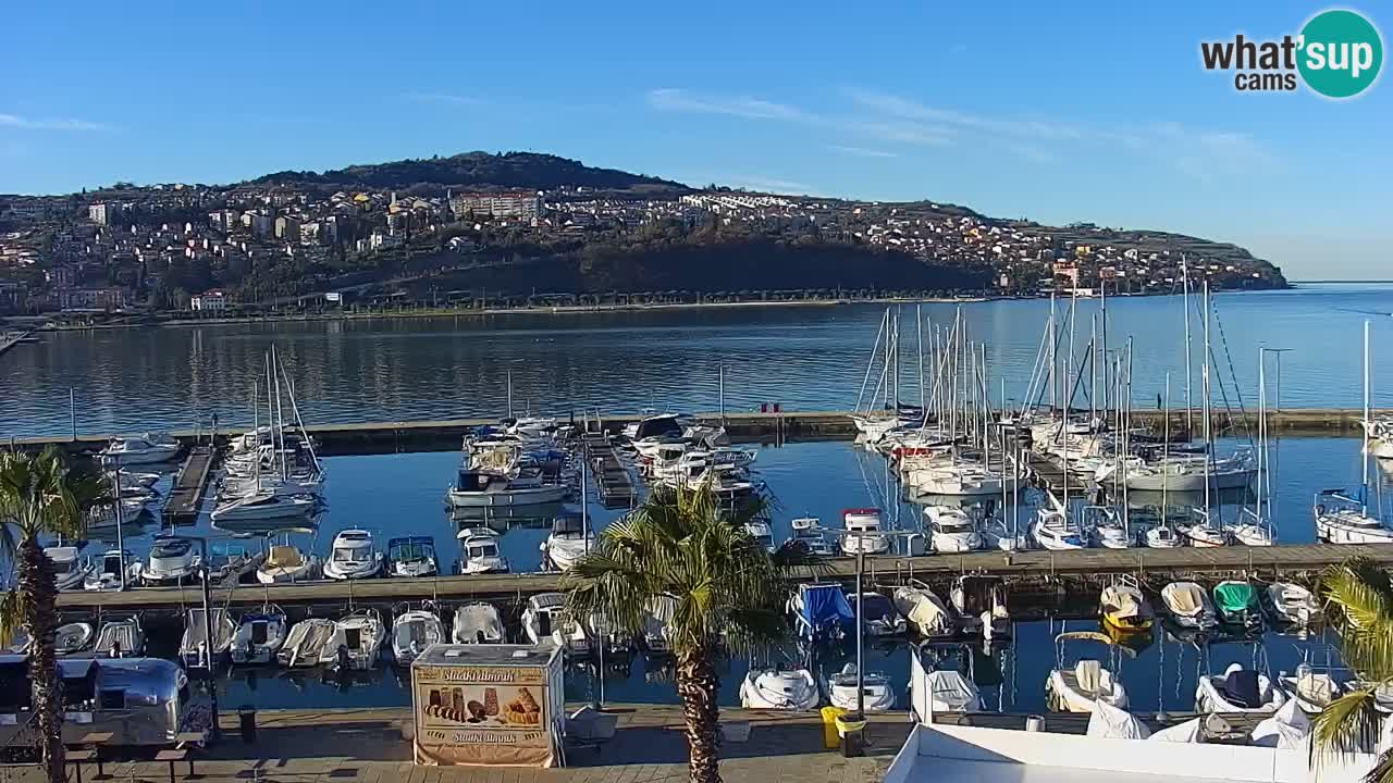 Webcam Koper – Panorama of the marina and promenade from the Grand Hotel Koper