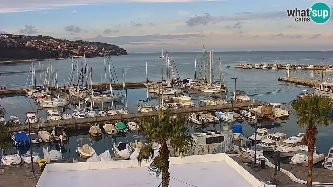 Webcam Koper – Panorama of the marina and promenade from the Grand Hotel Koper