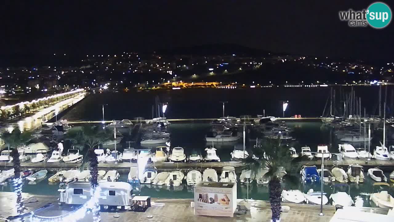 Webcam Koper – Panorama des Jachthafens und der Promenade vom Hotel Grand Koper