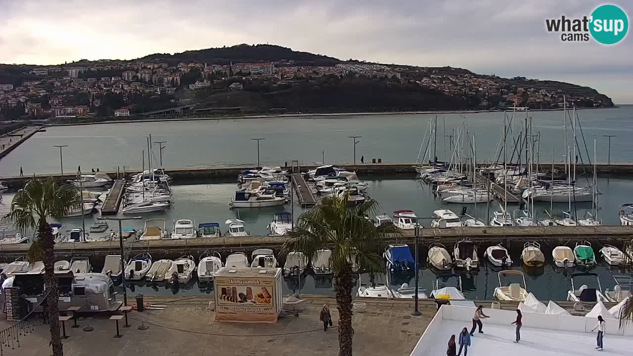 Webcam Koper – Panorama de la marina et de la promenade depuis le Grand Hotel Koper