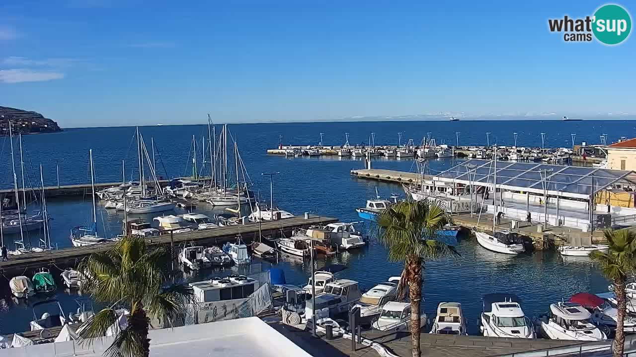 Webcam Koper – Panorama des Jachthafens und der Promenade vom Hotel Grand Koper