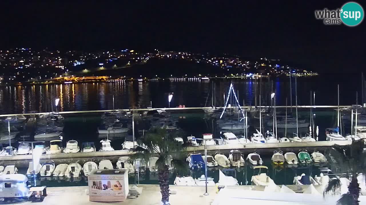 Webcam Koper – Panorama des Jachthafens und der Promenade vom Hotel Grand Koper