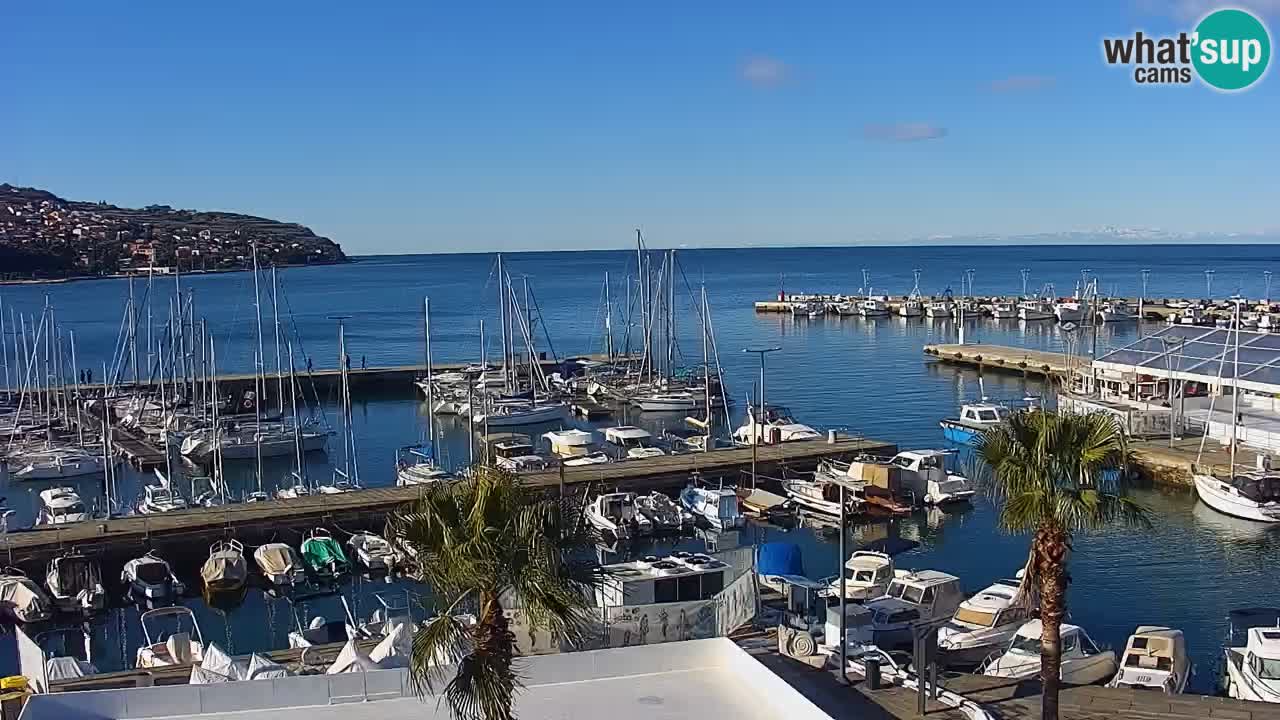 Webcam Koper – Panorama des Jachthafens und der Promenade vom Hotel Grand Koper