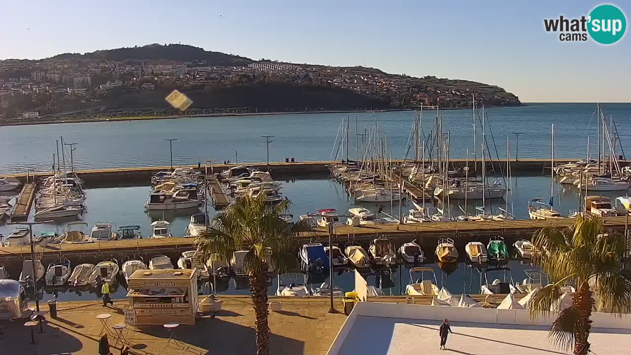 Webcam Koper – Panorama of the marina and promenade from the Grand Hotel Koper