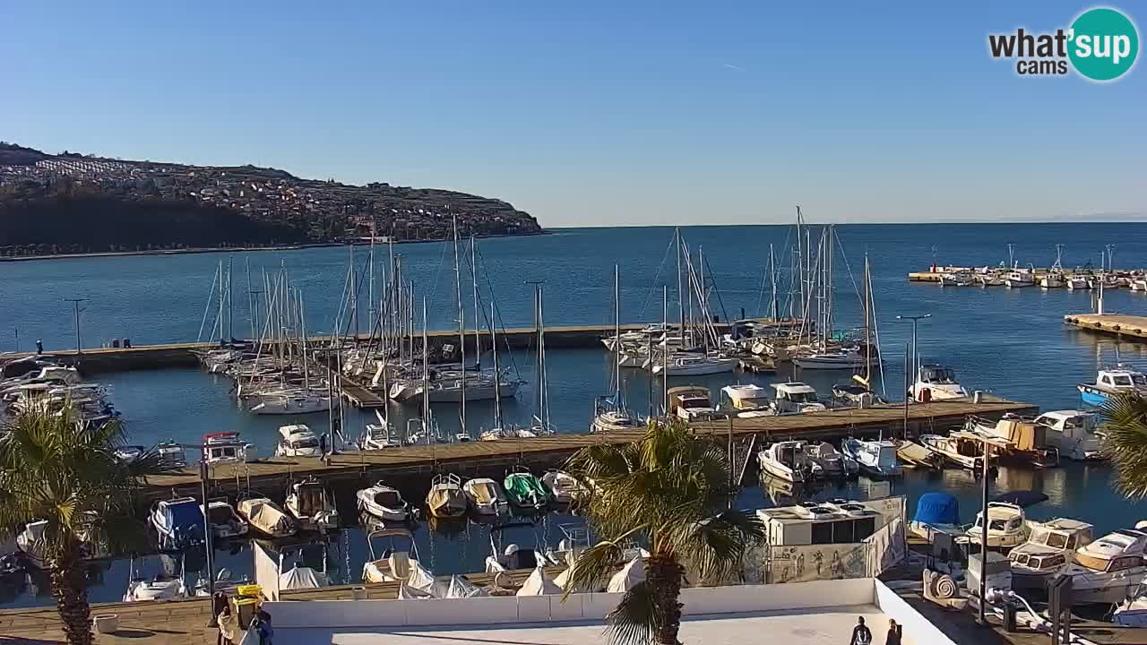 Webcam Koper – Panorama of the marina and promenade from the Grand Hotel Koper