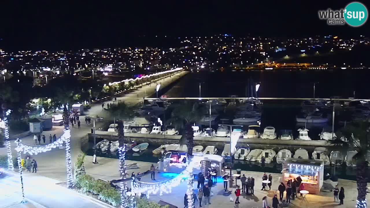 Webcam Koper – Panorama des Jachthafens und der Promenade vom Hotel Grand Koper